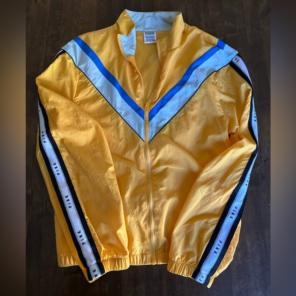 VICTORIA'S SECRET PINK‎ Track Jacket Windbreaker Retro Zip Yellow Size XS/S